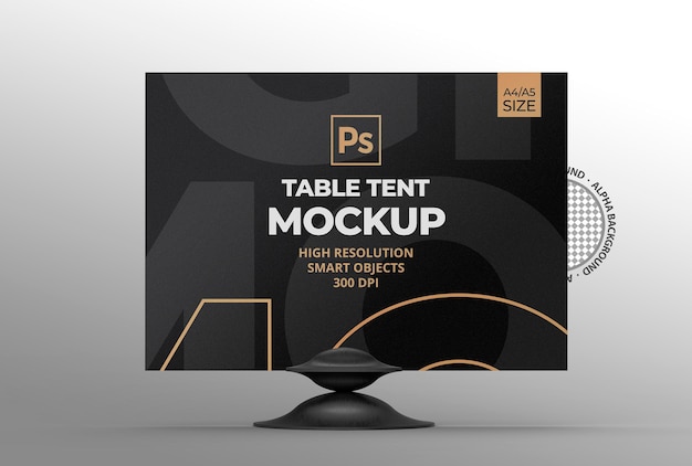 3d promotional table tent mockup template display for restaurants and branding.