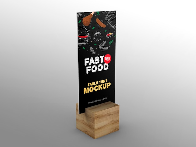 3D Promotional Table Tent Mockup Template display for restaurants