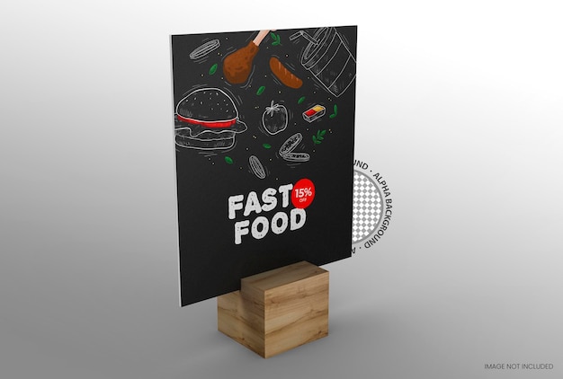 Visualizzazione modello mockup tenda da tavolo promozionale 3d per ristoranti.