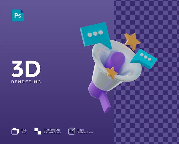 3d Promować Ikonę W Renderowaniu 3d Na Białym Tle