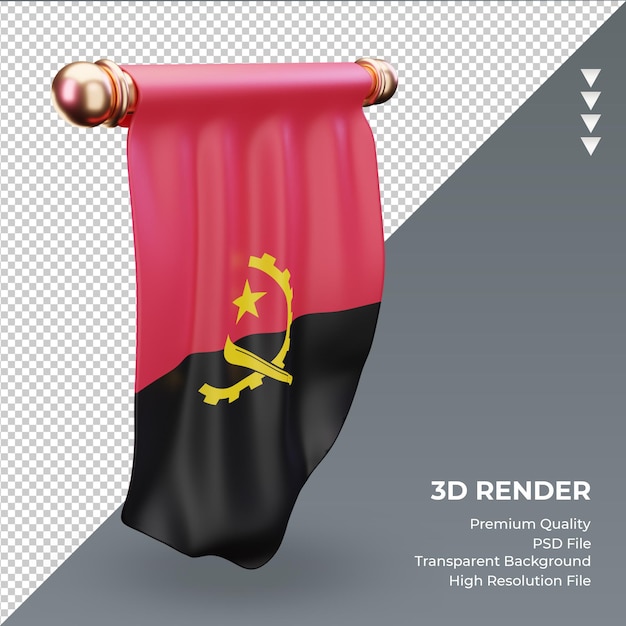PSD 3d proporzec flaga angoli renderujący prawy widok