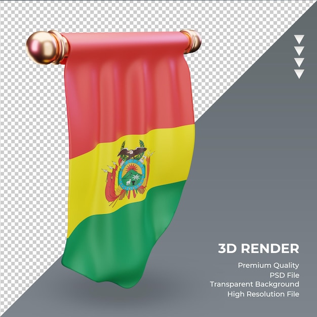 3d Proporzec Flaga Boliwii Renderujący Prawy Widok