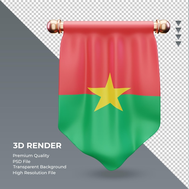 PSD 3d proporzec flaga burkina faso renderujący widok z przodu