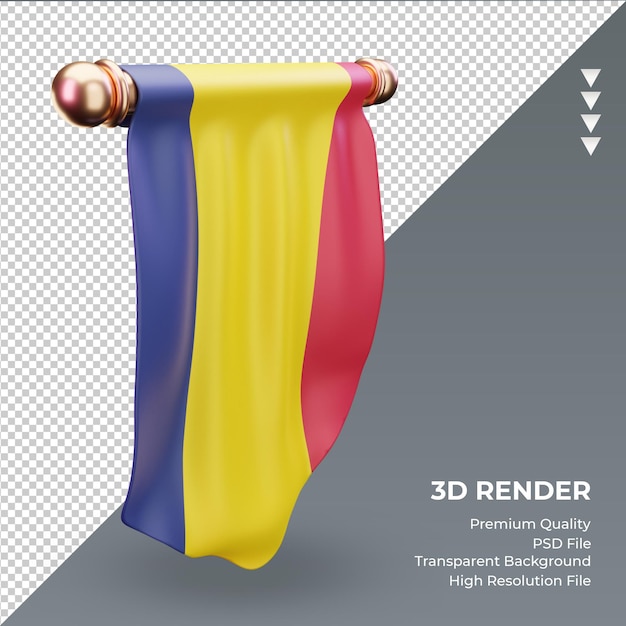 3d Proporzec Flaga Czadu Renderujący Prawy Widok