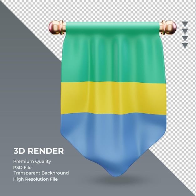 PSD 3d proporzec flaga gabonu renderujący widok z przodu