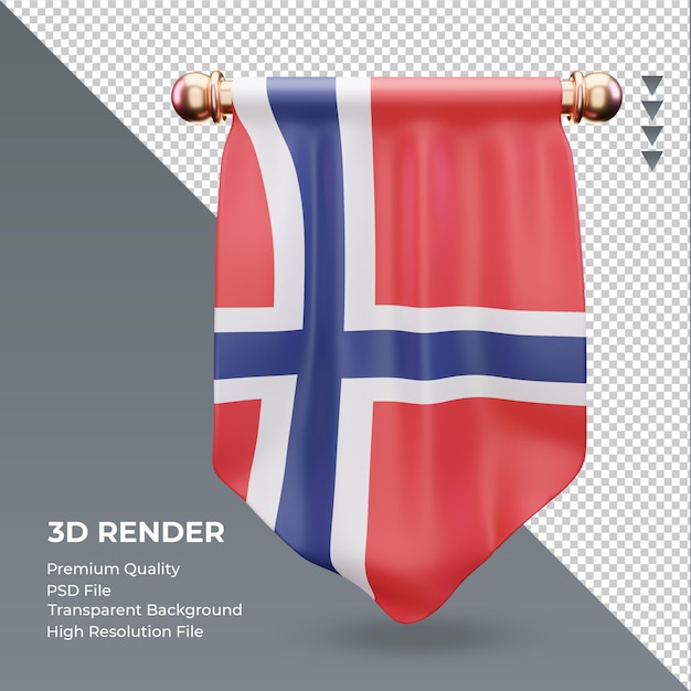 PSD 3d proporzec flaga norwegii renderujący widok z przodu