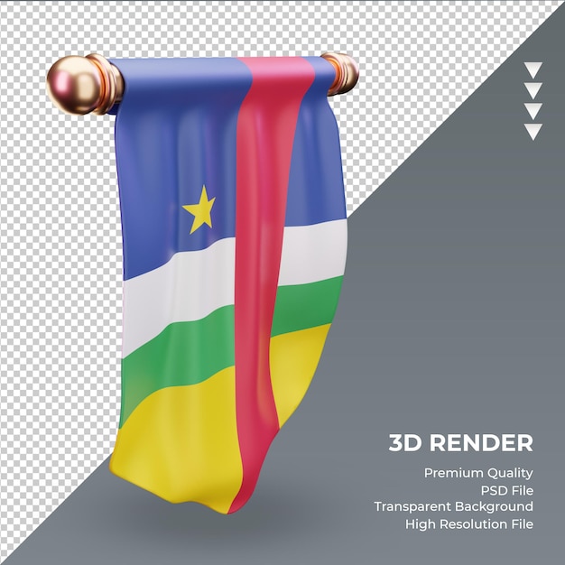 3d Proporzec Flaga Republiki środkowoafrykańskiej Renderujący Prawy Widok