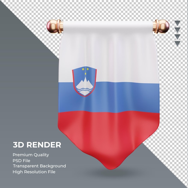 PSD 3d proporzec flaga słowenii renderujący widok z przodu