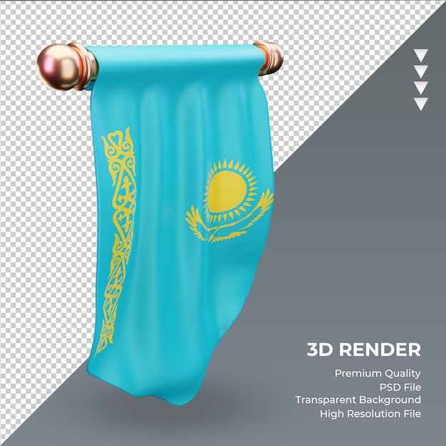 3d Proporzec Kazachstan Flaga Renderowania Prawy Widok