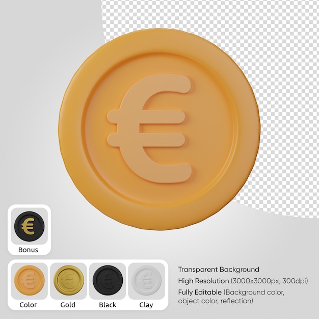 3d przód monety euro