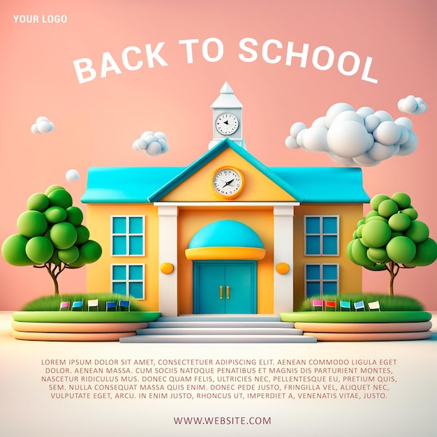 PSD 3d psd back to school poster template