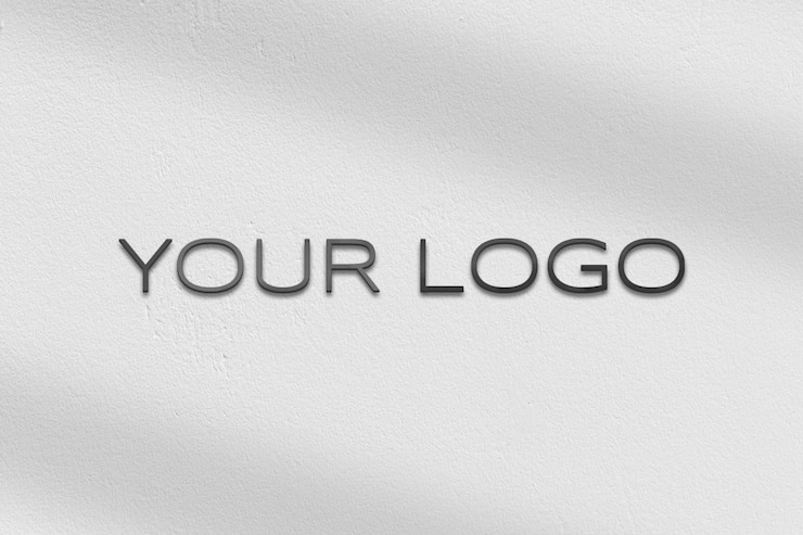 PSD 3d psd company logo mockup on wall modern hang sign facade logo