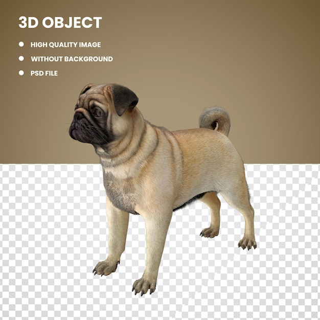 PSD 3d パグ・ドッグ ニュートラル・ポーズ