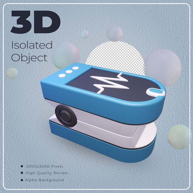 3D-pulsoximeter geïsoleerd object met hoge kwaliteit render