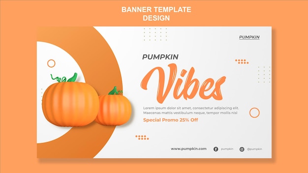 3d pumpkin banner template design element