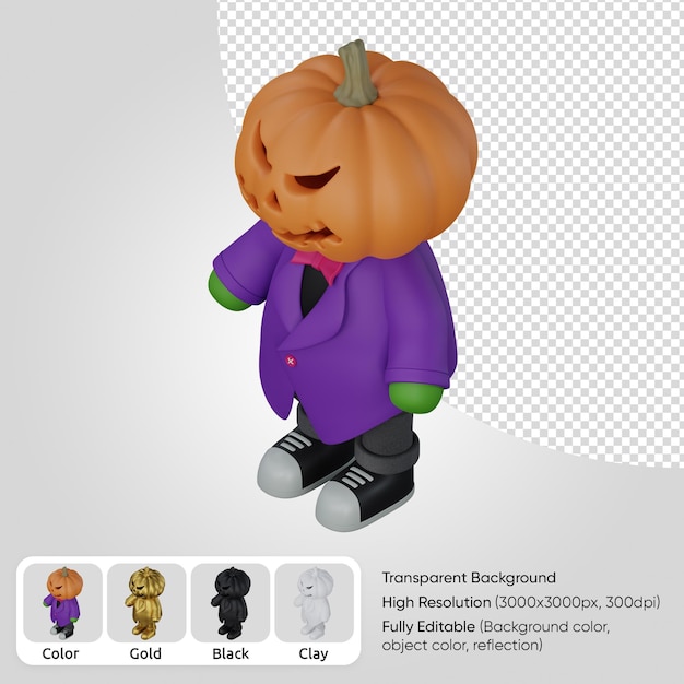 3d pumpkin head man