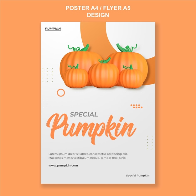 PSD 3d pumpkin poster template design element