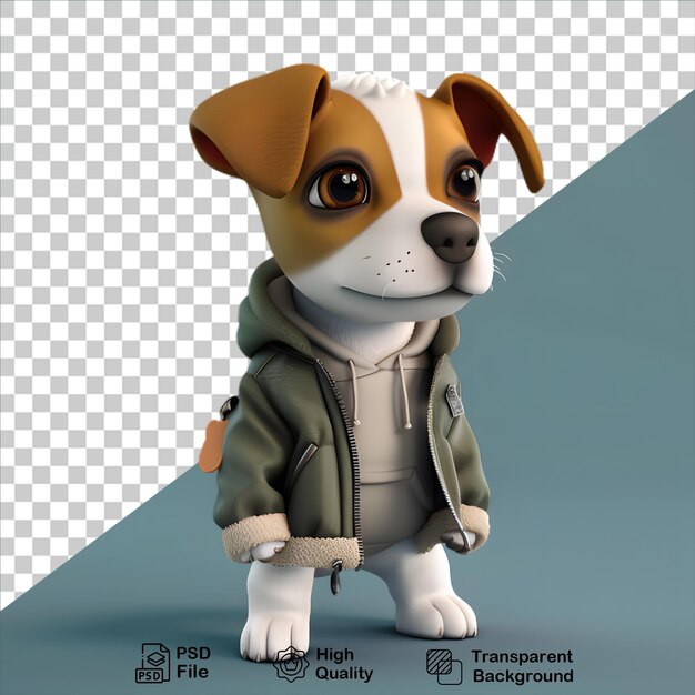 PSD 3d puppy character wearing a jacket isolated on transparent background include png file