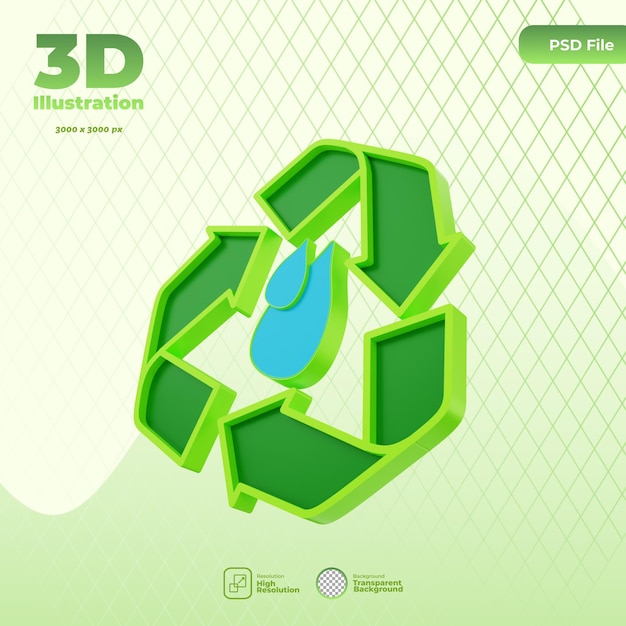 PSD 3d purified water icon illustration