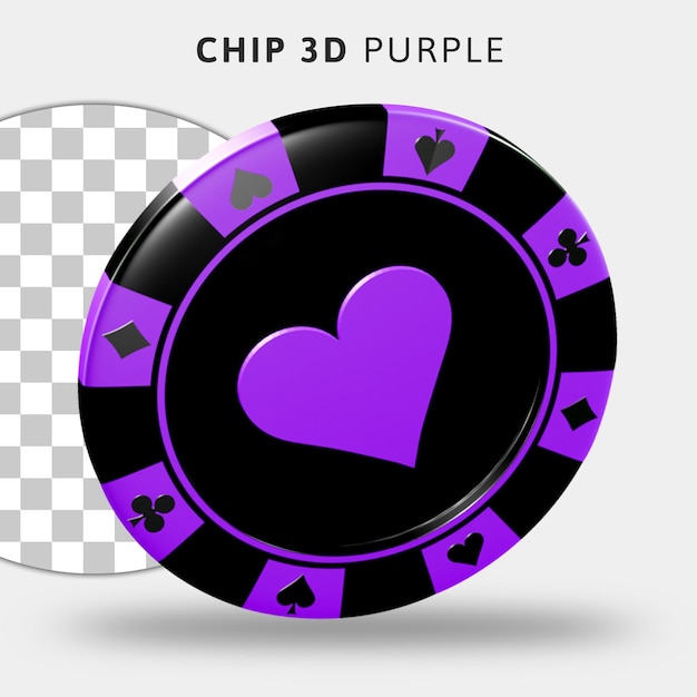 PSD 3d фиолетовые фишки казино на прозрачном фоне