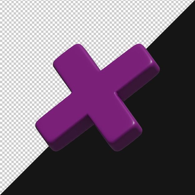 3D Purple Cross Symbol