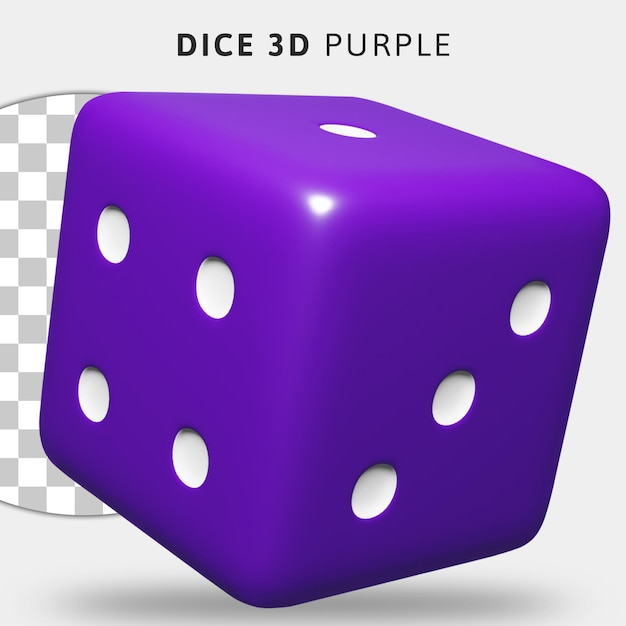 PSD 3d purple dice on transparent background