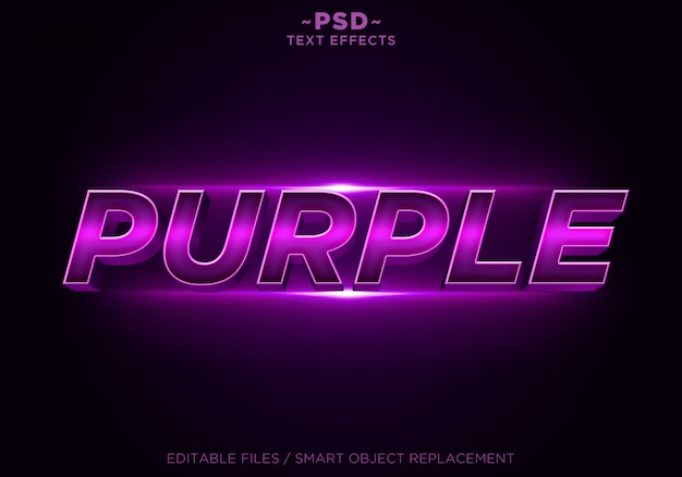 PSD Редактируемый текст 3d purple effects