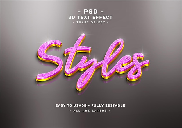 PSD effetto stile testo glitter viola 3d