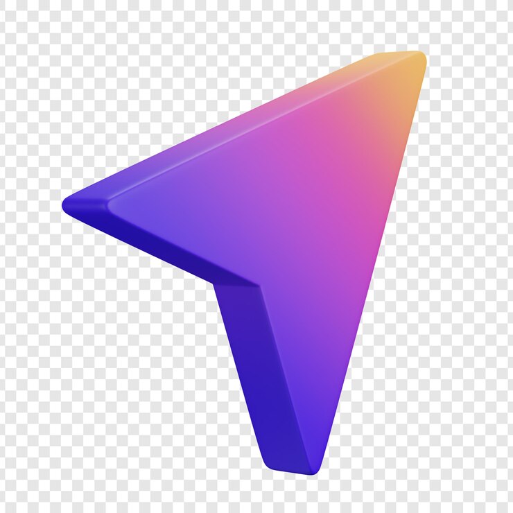 PSD 3d purple gradient arrow icon for navigation and direction