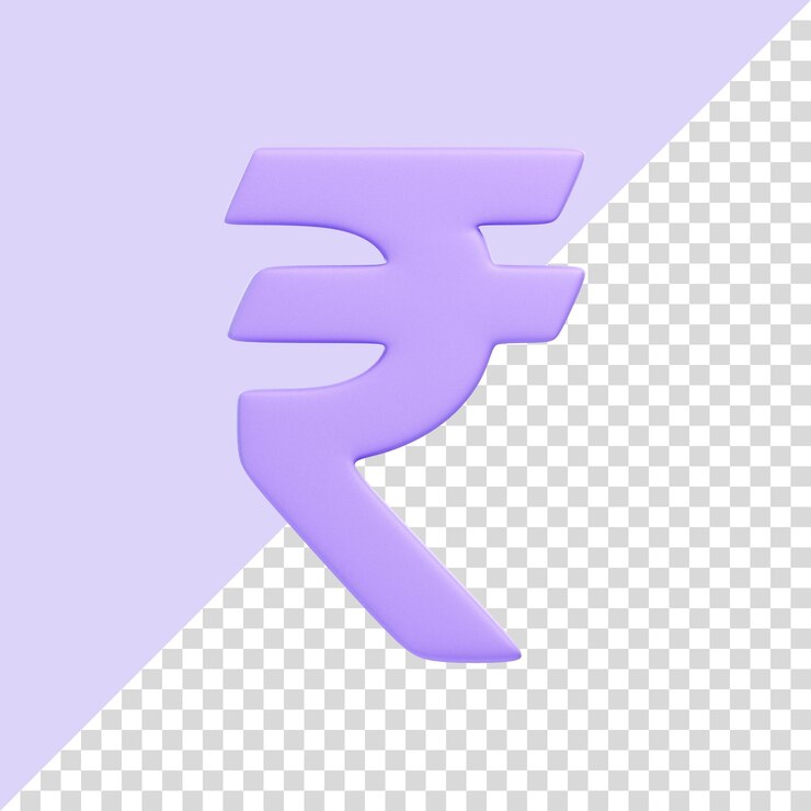PSD 3d purple indian rupee currency symbol