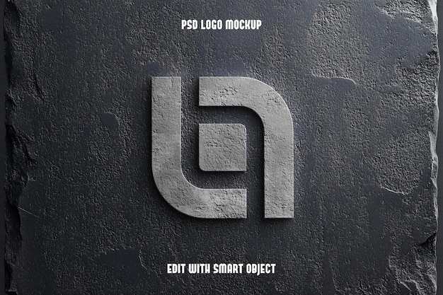 3d purple logo mockup on leather background