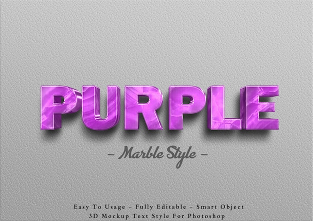 3d purple marble text effect on wall