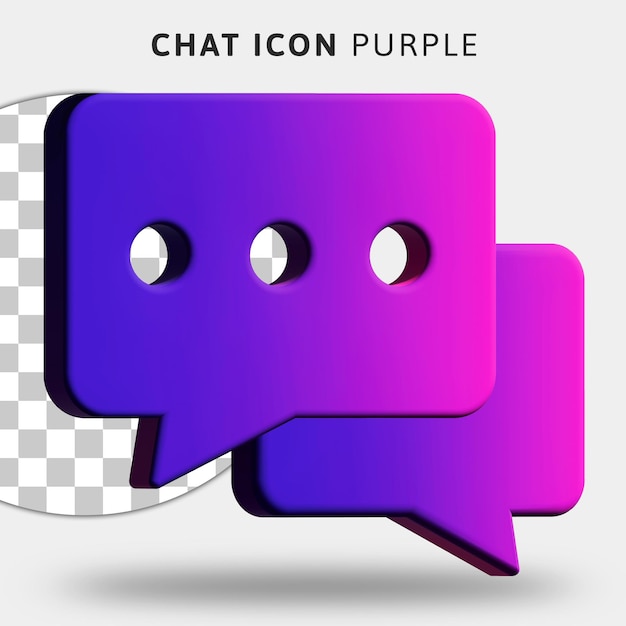 3d purple message icon on transparent background