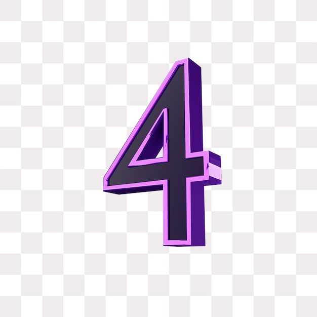 3d purple number 4