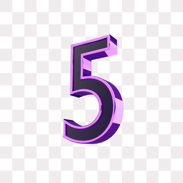 PSD 3d purple number 5