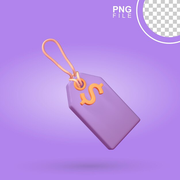 3d purple and orange price tag