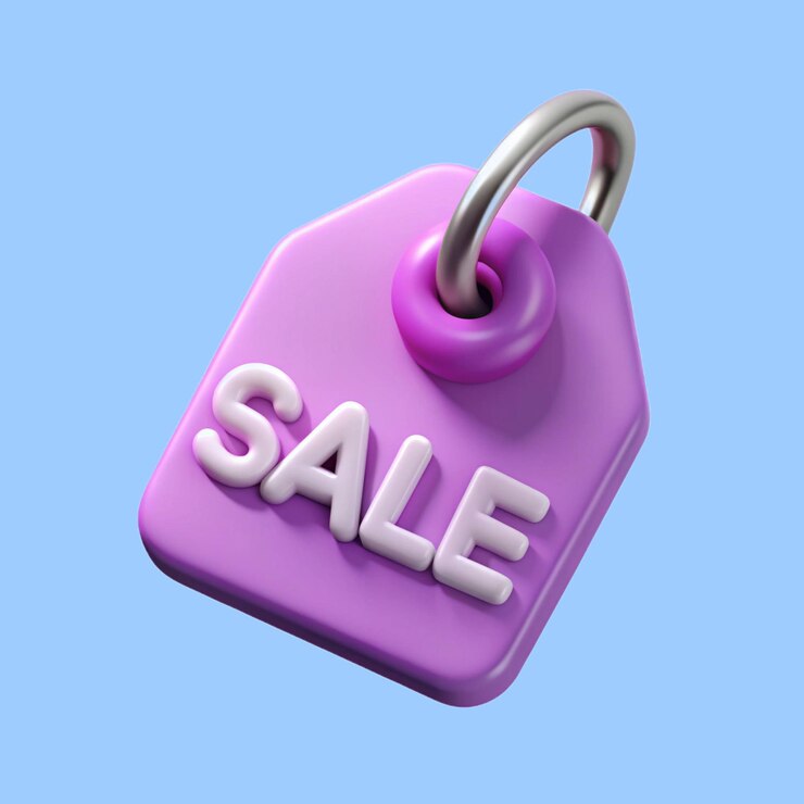 PSD 3d 보라색 판매 태그 아이콘