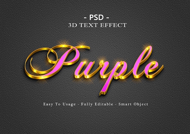 Effetto stile testo viola 3d