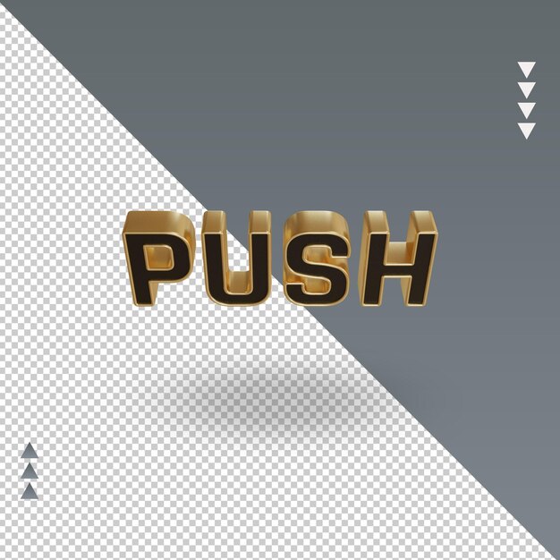 3d push black gold text rendering top view