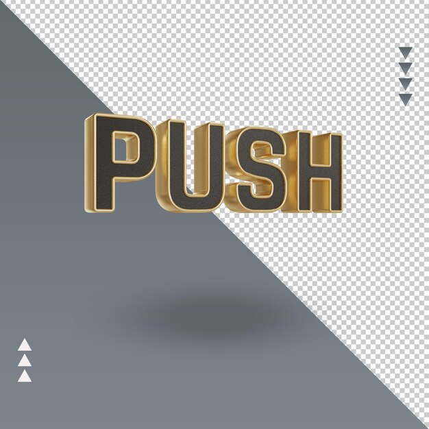3d Push czarne złoto renderowanie tekstu z lewej strony