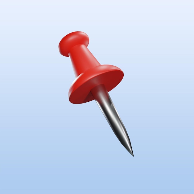 3D Push Pin Icon 3D реалистичный прозрачный рендеринг