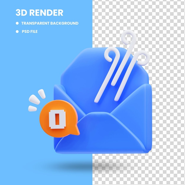 PSD 3d pusty e-mail ładny ilustracja renderowania ilustracji, pusty stan