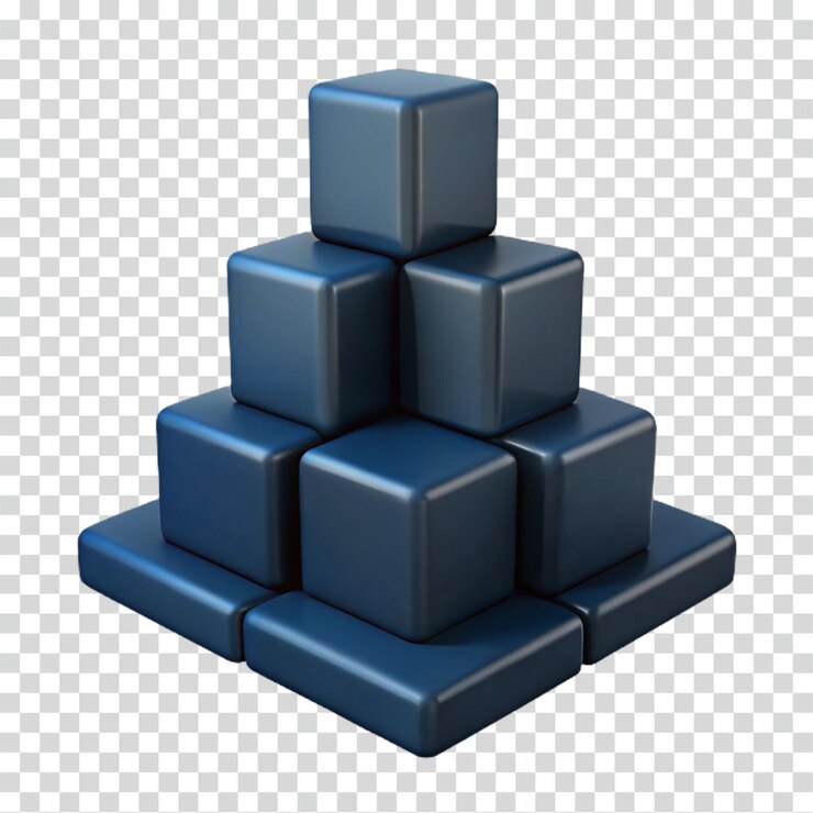 PSD 3d pyramid structure cubes layers and stacking