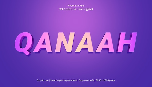 3d qanaah text effect template