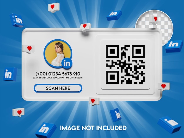 Codice qr 3d e segui il mockup di linkedin