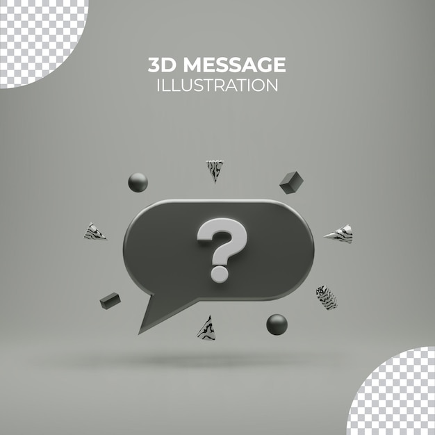 3d Question icon with gray background