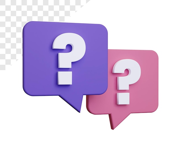 3d question mark or faq rendering isolated