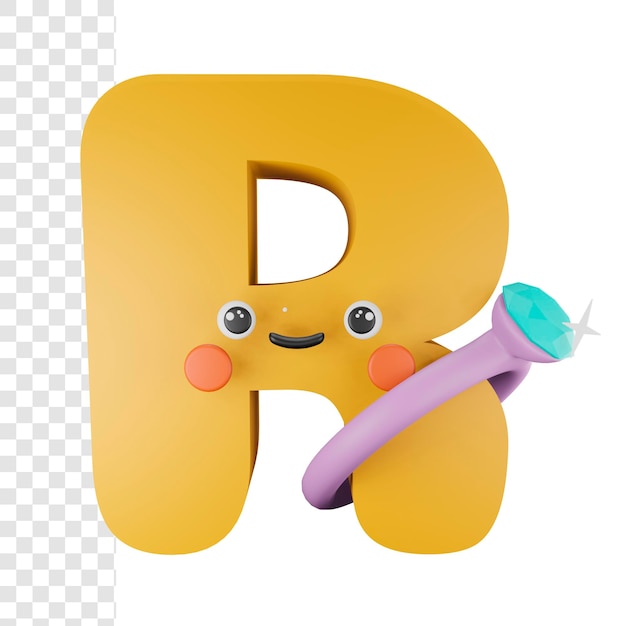 PSD 3d r alphabet