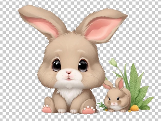 PSD 3d rabbit sitting on green grass