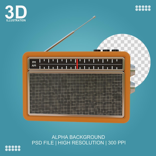 PSD 3d-иллюстрация радио